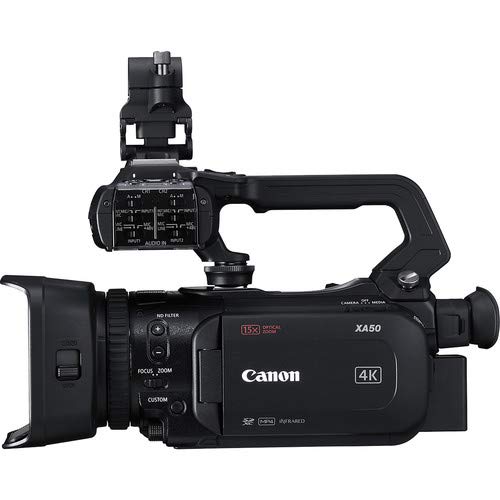 Canon XA50 Professional UHD 4K Camcorder Bundle with Spare Battery + 32GB Memory Card + Carrying Case + UV Filter + More