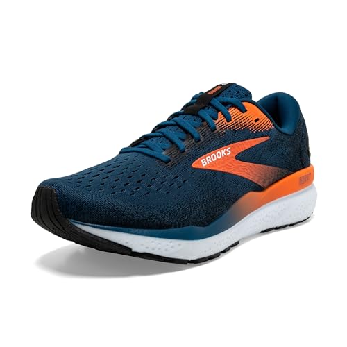 Brooks Men’s Ghost 16 Neutral Running Shoe - Blue Opal/Black/Nasturtium - 12.5 Medium