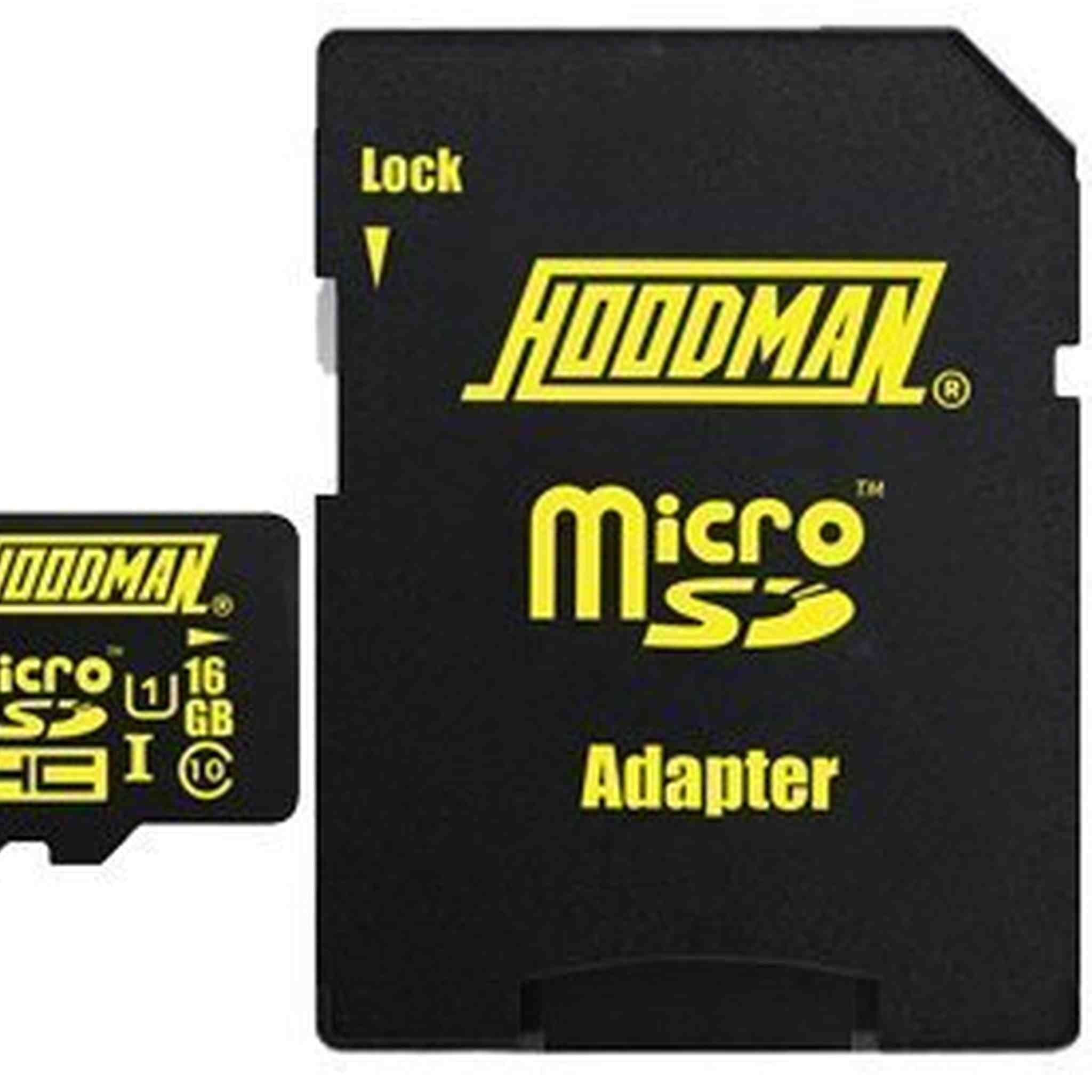 Hoodman 16GB Class 10 H Line microSDHC UHS-1 Memory Card with SD Adapter, 80MB/s Read & 30MB/s Write Speed Hoodman