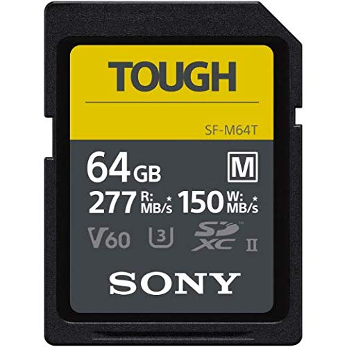 Sony TOUGH-M series SDXC UHS-II Card 64GB, V60, CL10, U3, Max R277MB/S, W150MB/S (SF-M64T/T1)