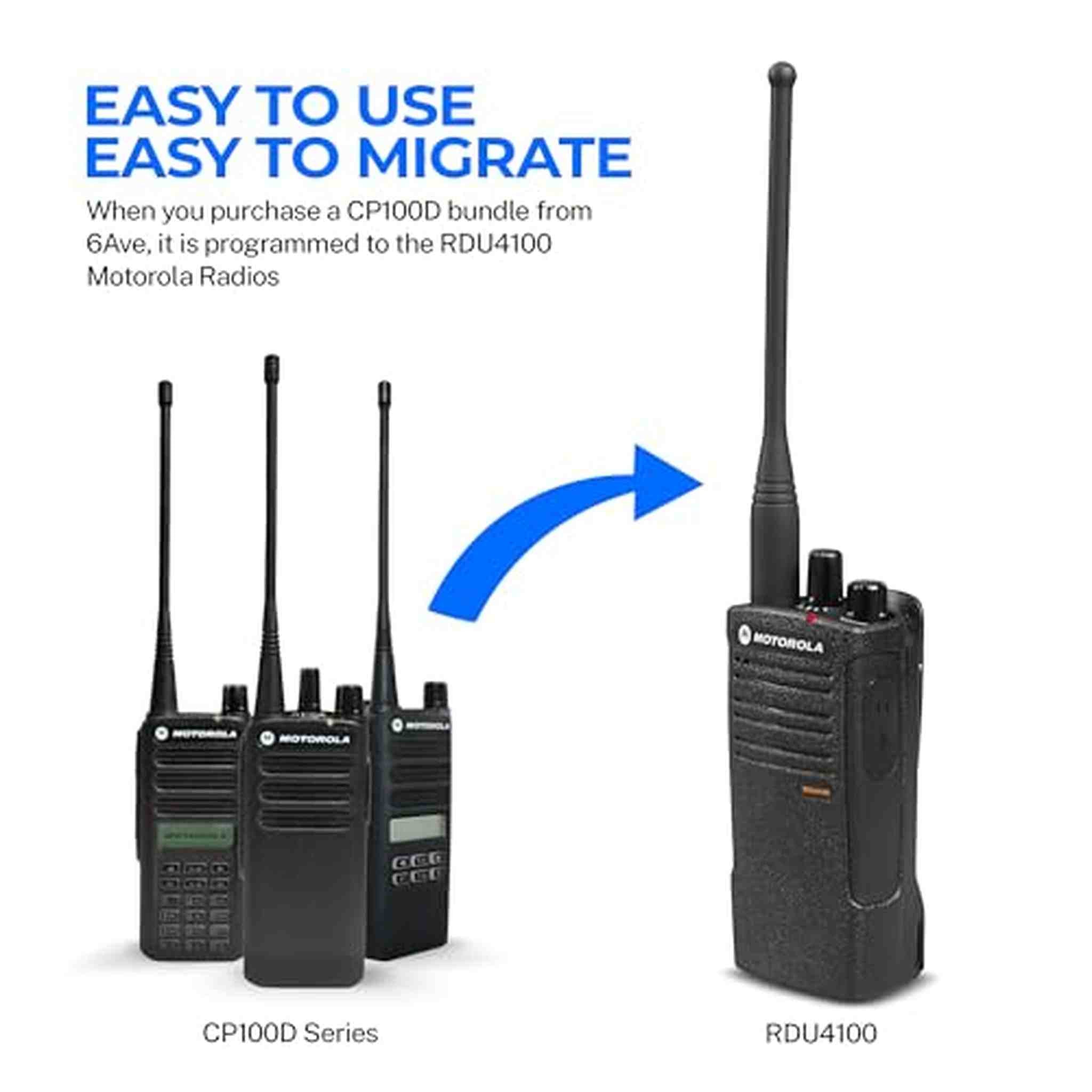 Motorola CP100D Analog UHF Portable Non-Display Two Way Radio, 16 Channel, 4 Watt - 4 Pack Bundle Motorola Solutions