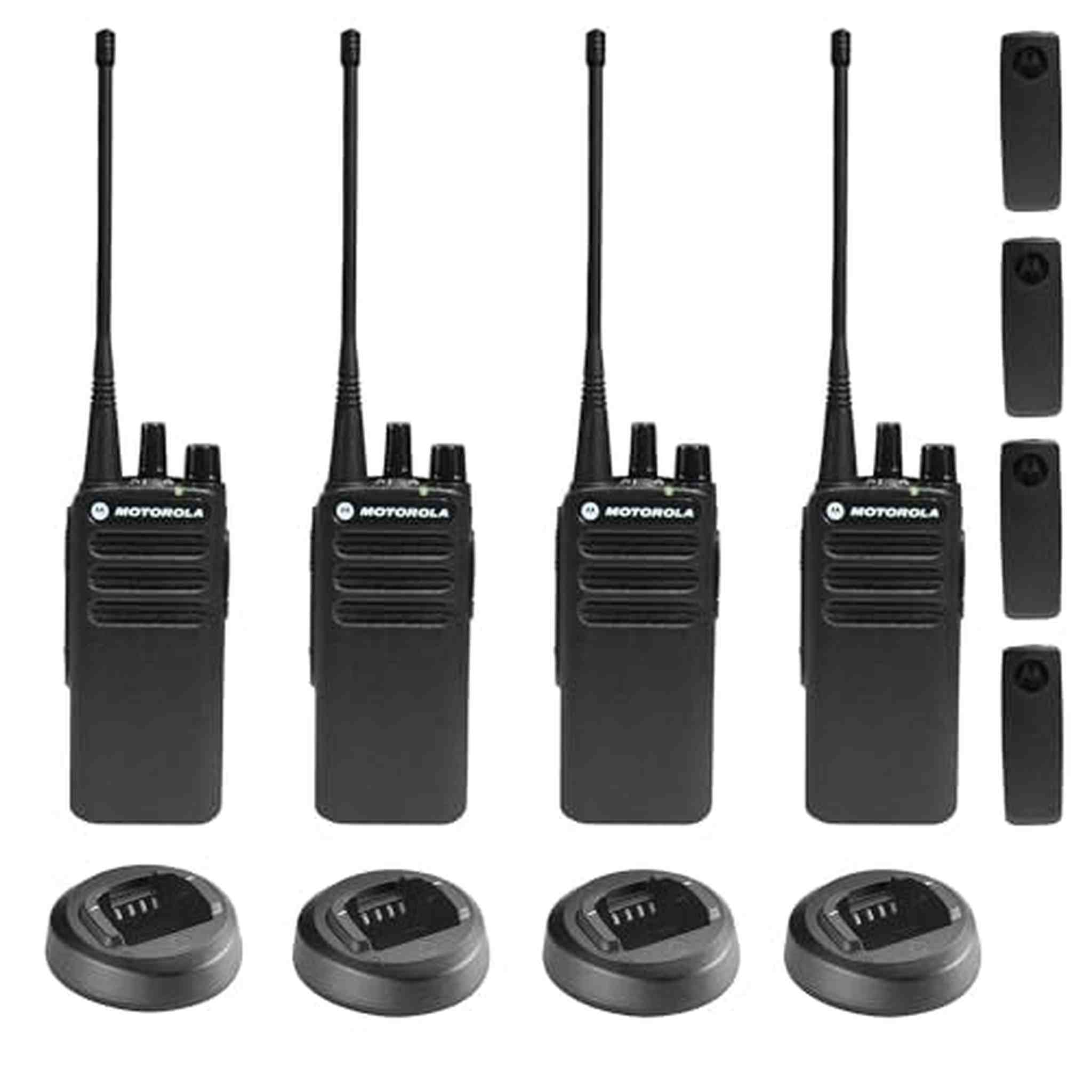 Motorola CP100D Analog UHF Portable Non-Display Two Way Radio, 16 Channel, 4 Watt - 4 Pack Bundle Motorola Solutions