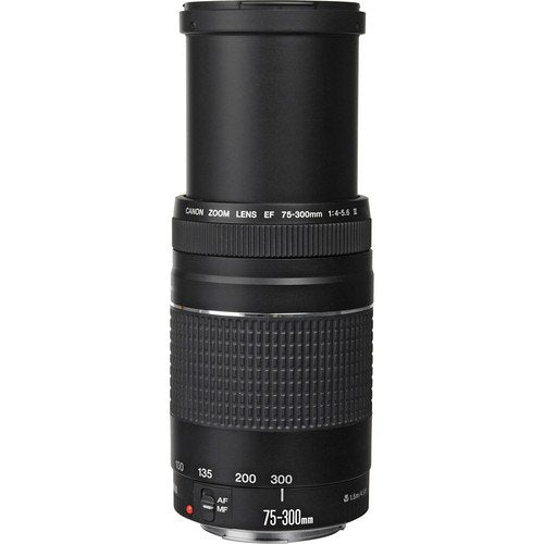 Canon EF 75-300mm f/4-5.6 III Telephoto Zoom Lens 6473A003 Bundle with Tulip Lens Hood + UV Filter + More