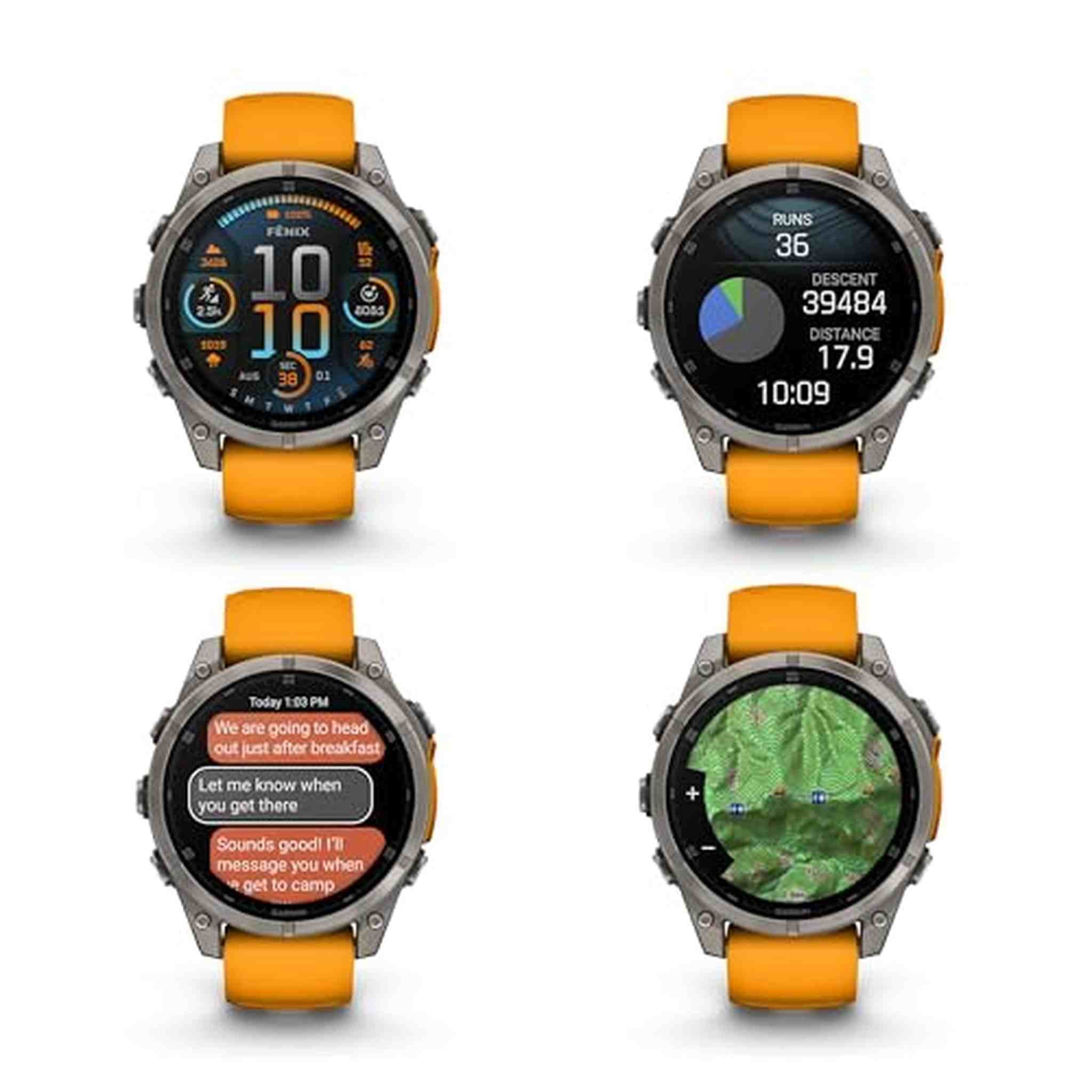 fenix 8 – 47 mm, AMOLED, Sapphire, Titanium with Spark Orange/Graphite Silicone Band Garmin