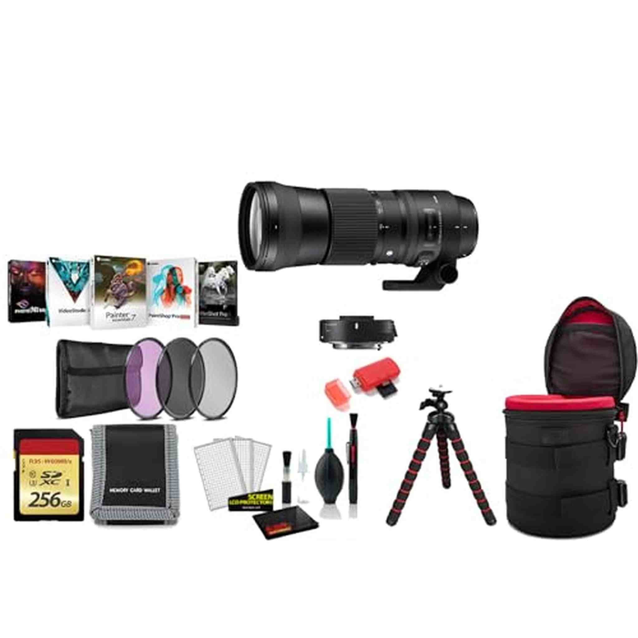 Sigma 150-600mm F5-6.3 DG HSM Lens Canon with Tele-Converter Kit with Tripod SIGMA