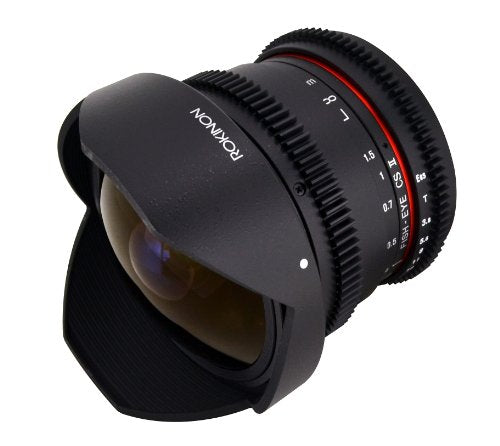 Rokinon RKHD8MV-N HD 8mm t/3.8 Fisheye Lens for Nikon with De-clicked Aperture and Removable HoodWide-Angle Lens