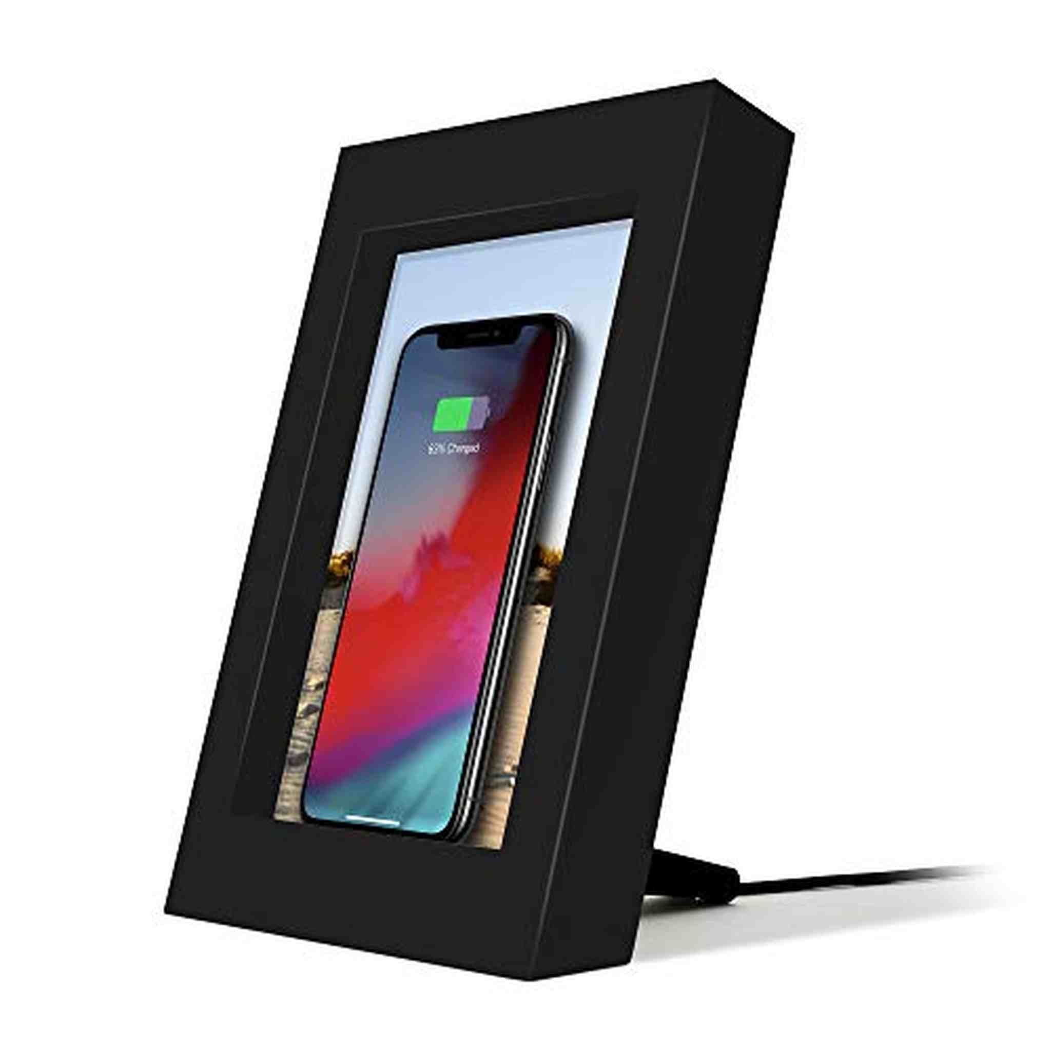 Twelve South PowerPic | Picture Frame Stand with Integrated 10W Qi Charger for iPhone/Wireless Charging Smart Phones Black