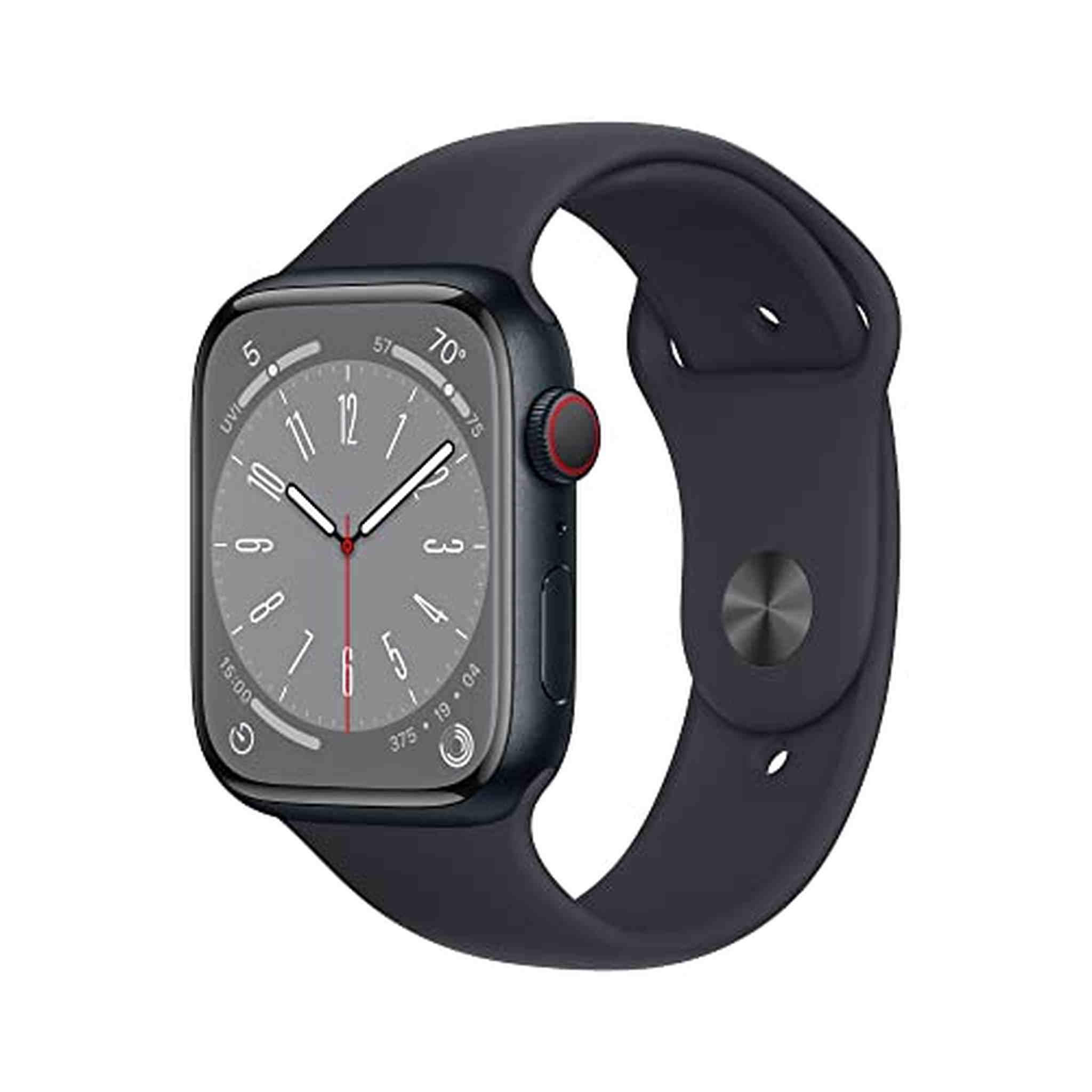 Apple Watch Series 8 GPS + Cellular 45mm Smart Watch w/ Midnight Aluminum Case with Midnight Sport Band - M/L. - Used Apple