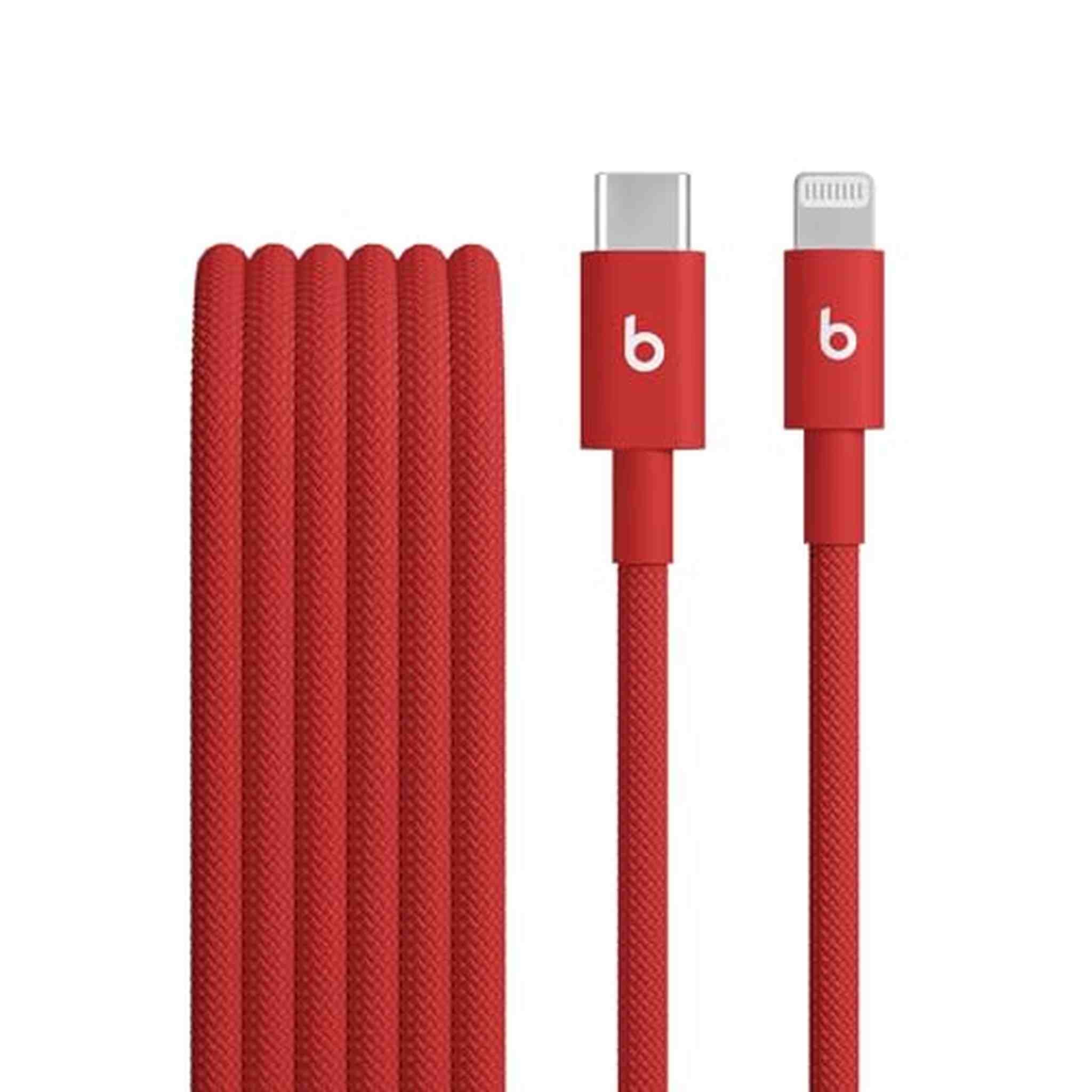 Beats USB-C to Lightning Woven Cable Fast Charging Durable/Tangle-Free Compatible Charger for Apple Devices with Lightning Ports 1.5 m, 5 ft - Rapid Red