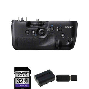 Sony VGC99AM Grip Alpha SLTA199V Black + 32GB SDHC Class 10 Memory Card + NPFM500H Li-Ion Rechargeable Battery Pack Bundle