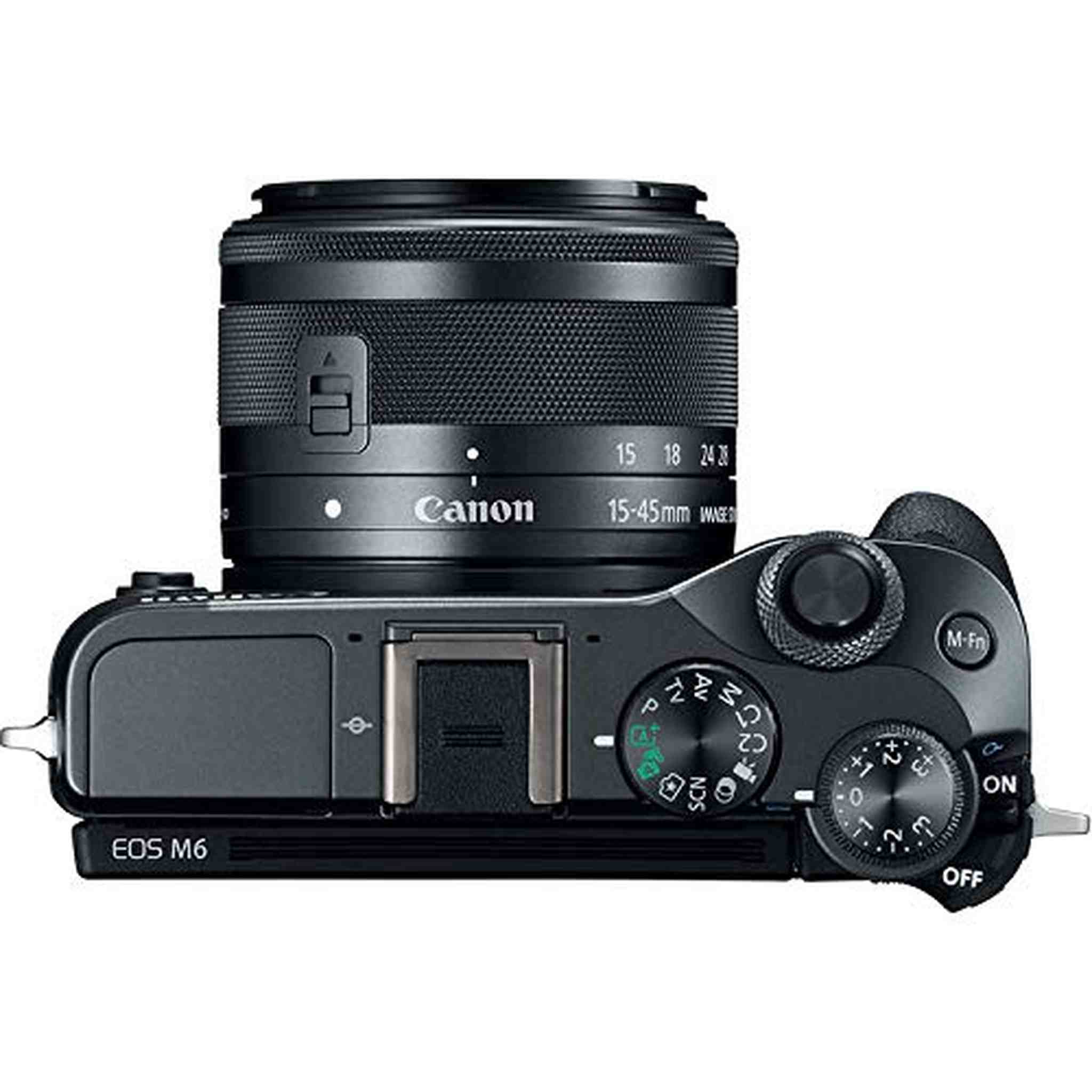 Canon EOS M6 Mirrorless Digital Camera with 15-45mm Lens Black Advanced Bundle - International Model