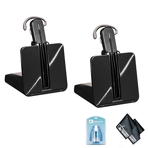 Plantronics CS540 Wireless Office Headset System (2 Pack) -  Bundle with Universal Screen Cleaner + Microfiber Cleaning Cloth