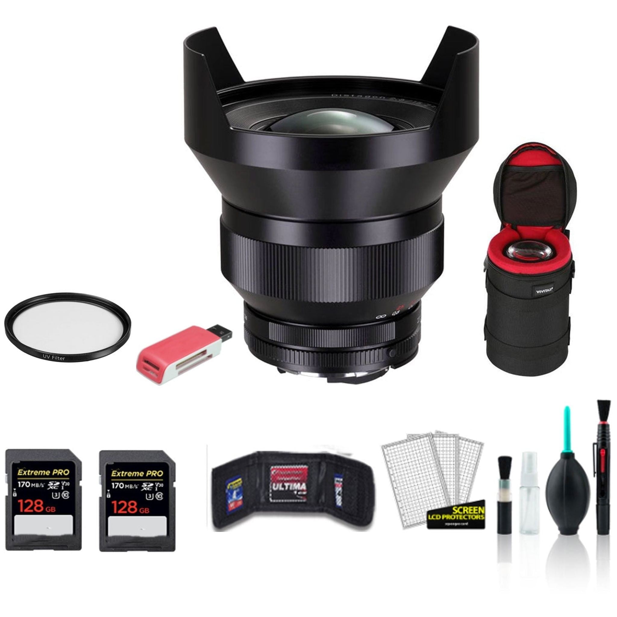 ZEISS Distagon T* 15mm f/2.8 ZF.2 Lens for Nikon F 1964-831 - Kit with 2x 128GB Memory Card