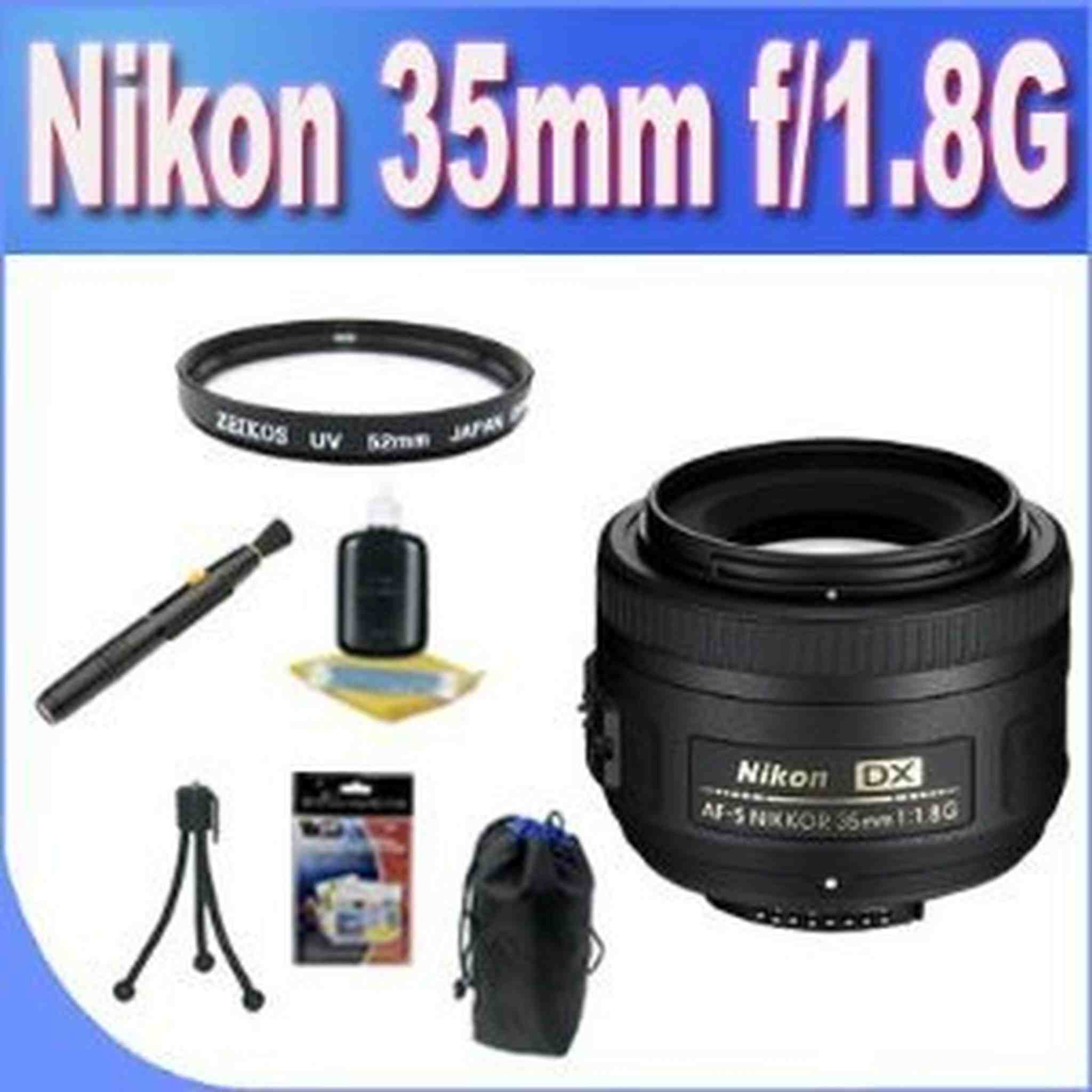 Nikon 35mm f/1.8G AF-S DX Lens for Nikon Digital SLR Cameras + UV Filter + Lens Case + Lens Pen Cleaner + Lens Cleaning Accessory Kit!! Bundle Nikon