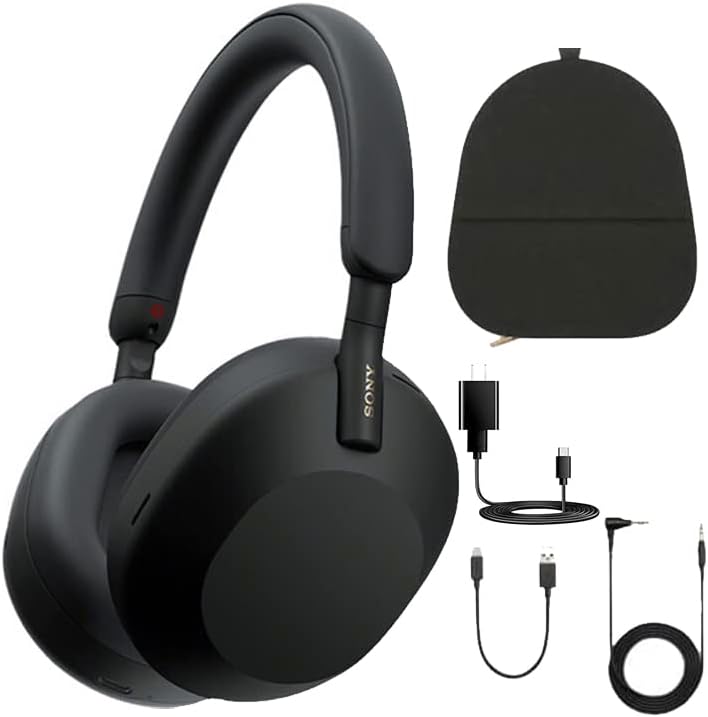Sony WH-1000XM5 Noise Canceling Wireless Over-Ear Headphones Black & Case
