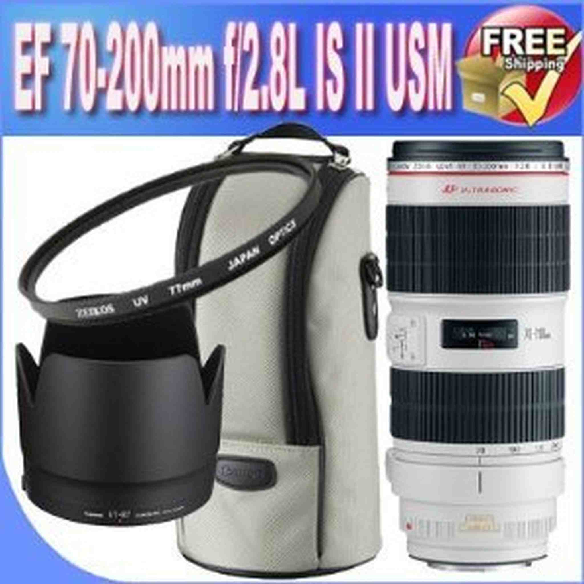 Canon EF 70-200mm f/2.8L II is USM Telephoto Zoom Lens + 77mm 3 Piece Professional Filter Kit + Lens Case!! Canon