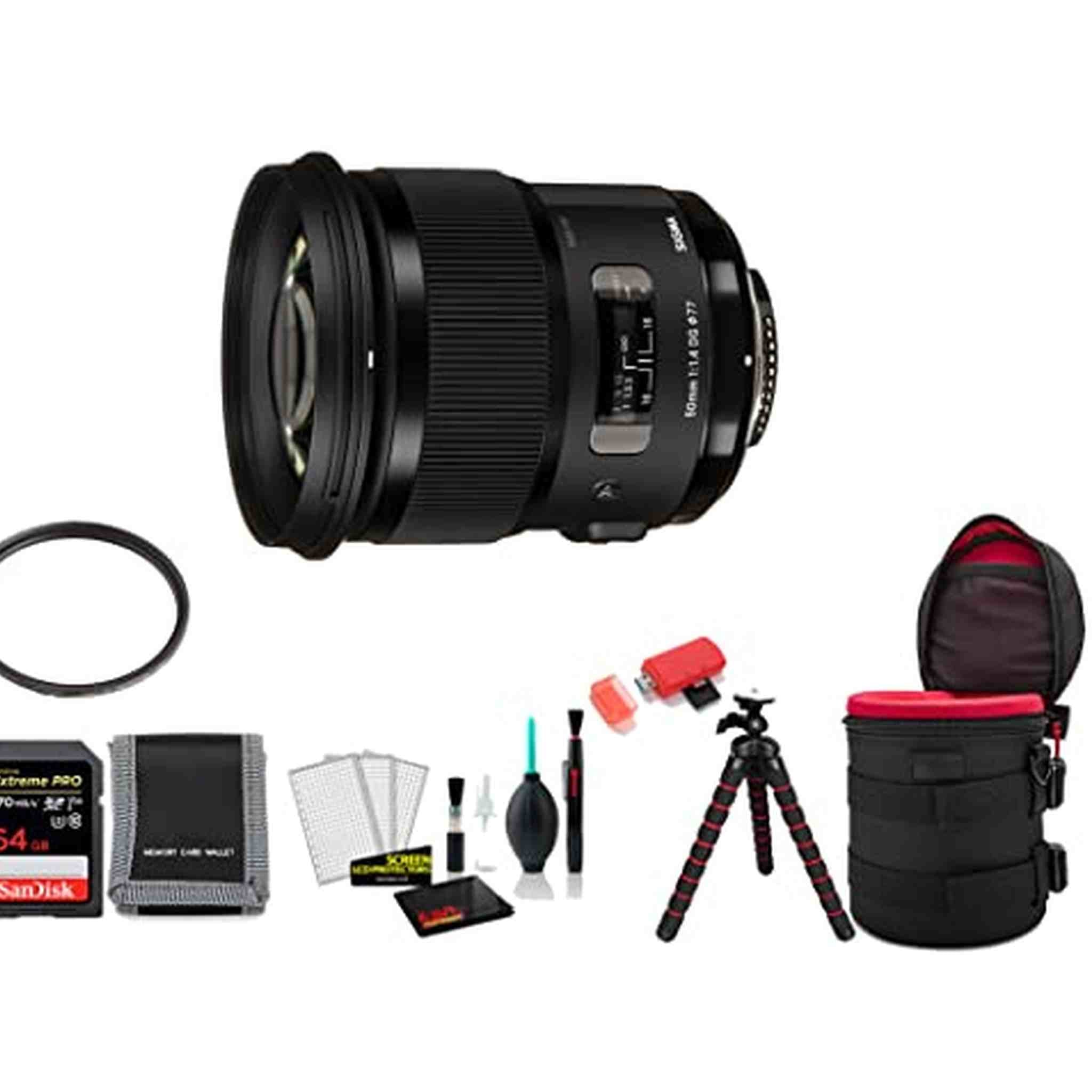 Sigma 50mm f/1.4 DG HSM Art Lens for Nikon F with Memory Card International Model SIGMA