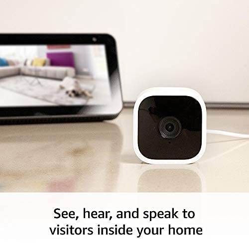 Blink Mini - Compact indoor plug-in smart security camera, 1080p HD video, night vision, motion detection, two-way audio, easy set up, Works with Alexa - 1 camera (White)