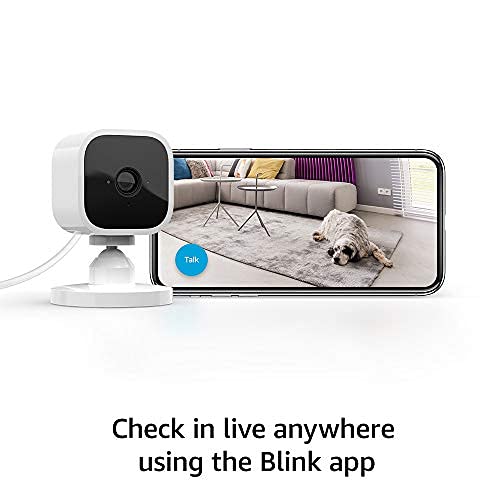 Blink Mini - Compact indoor plug-in smart security camera, 1080p HD video, night vision, motion detection, two-way audio, easy set up, Works with Alexa - 1 camera (White)