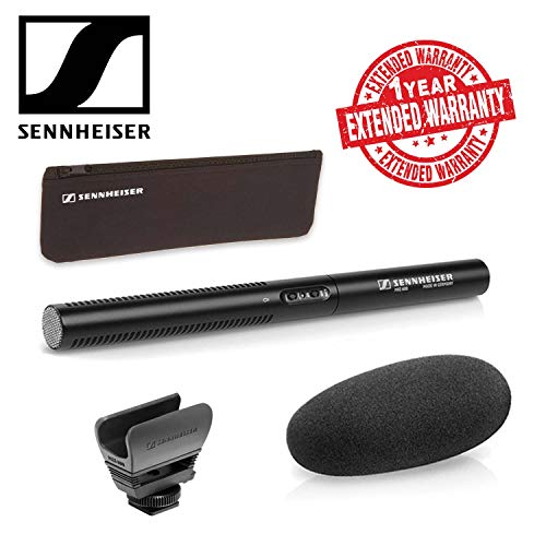 Sennheiser MKE 600 Camcorder Shotgun Microphone with Carrying Case, Shock Mount, Foam Windscreen AND 1-Year Extended Warranty Bundle