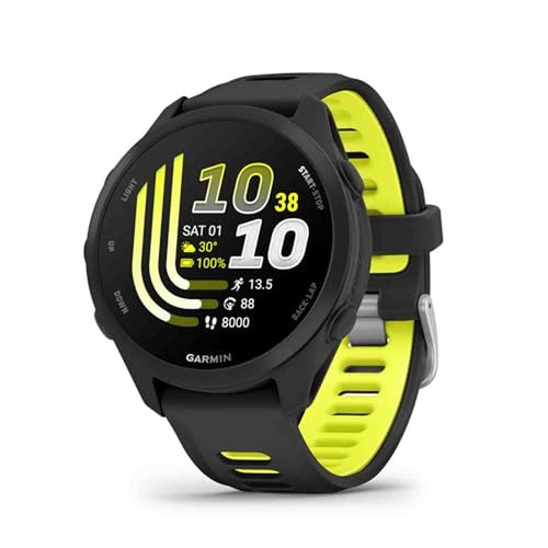 Garmin Forerunner® 170, GPS Running Smartwatch, Advanced Training Metrics and Recovery Insights, Black with Black/Amp Yellow Band