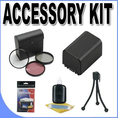 FH100 Lithium Ion Replacement Battery BigVALUEInc Accessory Saver 37mm Filter Kit Bundle f/ Sony Camcorders