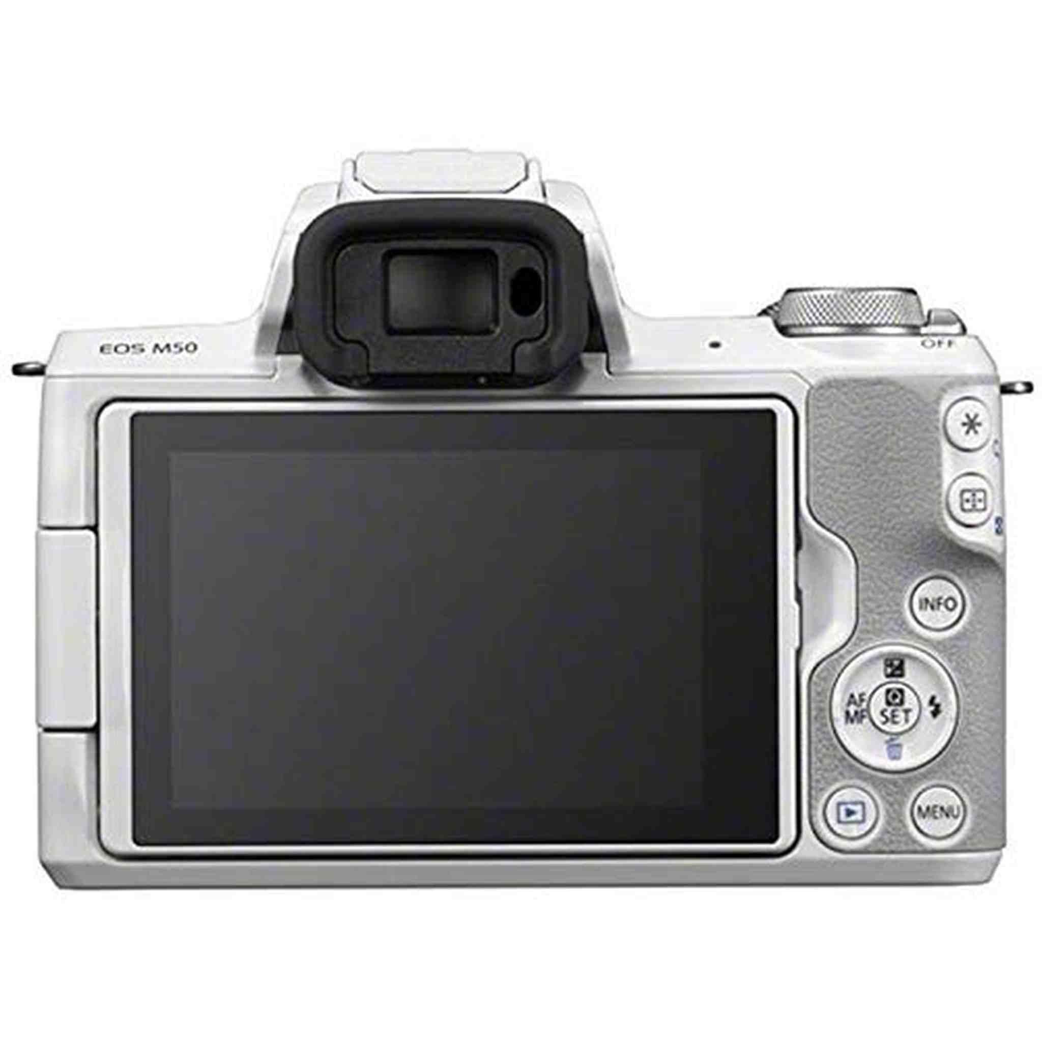 Canon EOS M50 Mirrorless Digital Camera White, Body Only + 16GB Class 10 Memory Card + LED + Canon Camera Case + Flexi