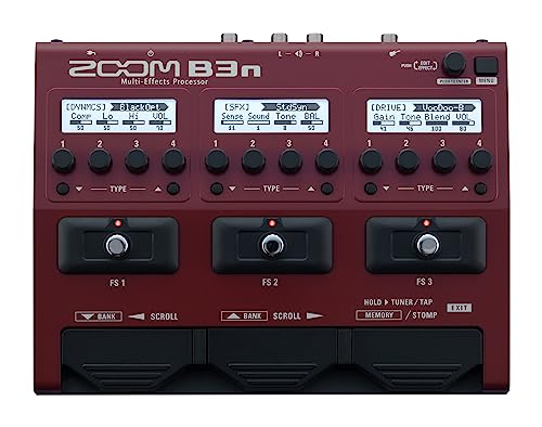 Zoom B3n Bass Guitar Multi-Effects Processor Pedal, With 60+ Built-in effects, Amp Modeling, Stereo Effects, Looper, Rhythm Section, Tuner