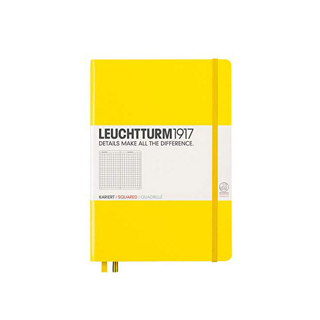 LEUCHTTURM1917 - Medium A5 Squared Hardcover Notebook (Lemon) - 251 Numbered Pages