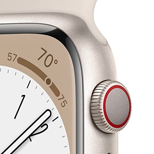 Apple Watch Series 8 [GPS + Cellular 41mm] Smart Watch w/ Starlight Aluminum Case with Starlight Sport Band - S/M.