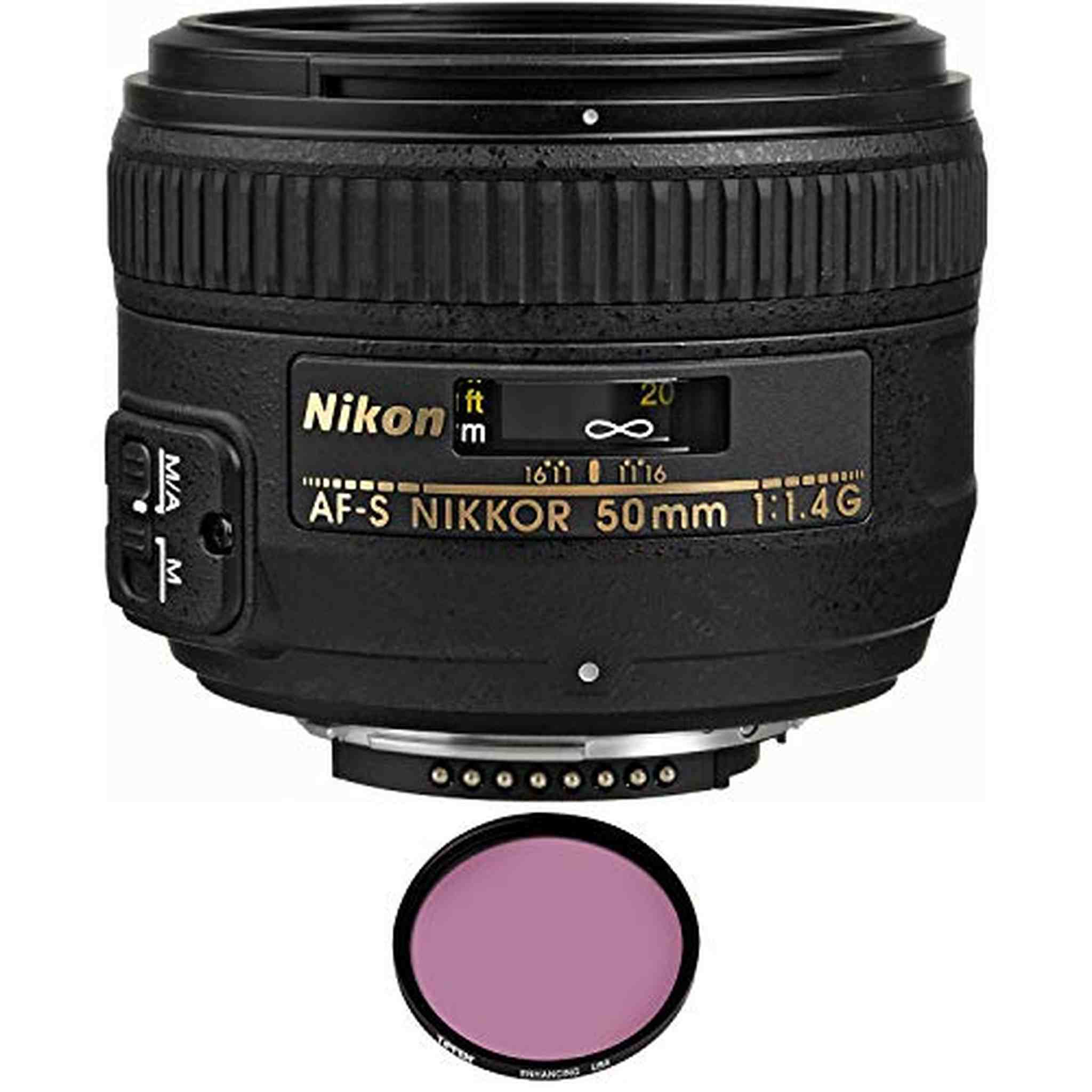 Nikon AF-S NIKKOR 50mm f/1.4G Lens with Pro Filter Certified Refurbished - Reconditioned Nikon