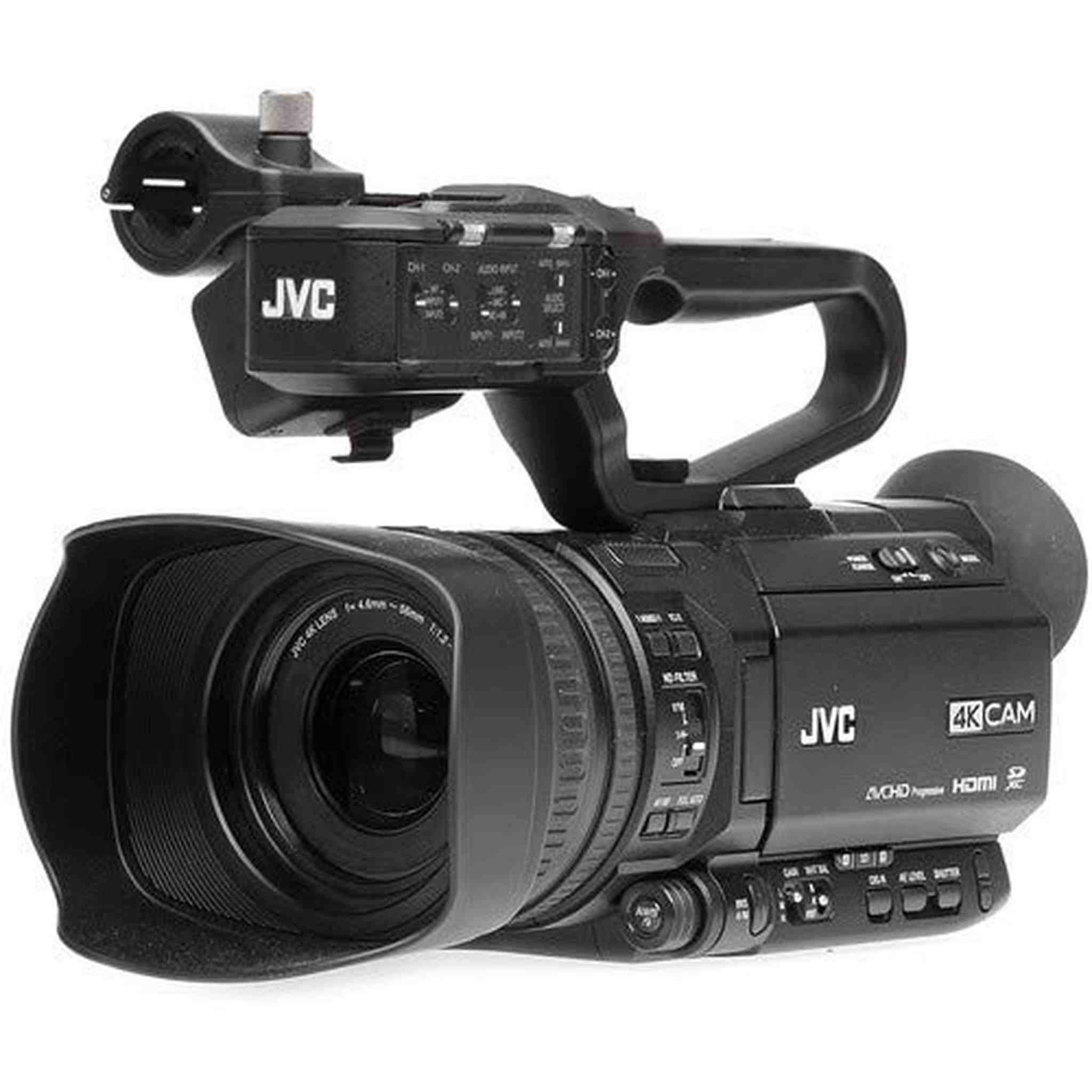 JVC GY-HM250 UHD 4K Streaming Professional Video Camcorder - Bundle with 128GB Memory Card + LCD Screen Protectors + More
