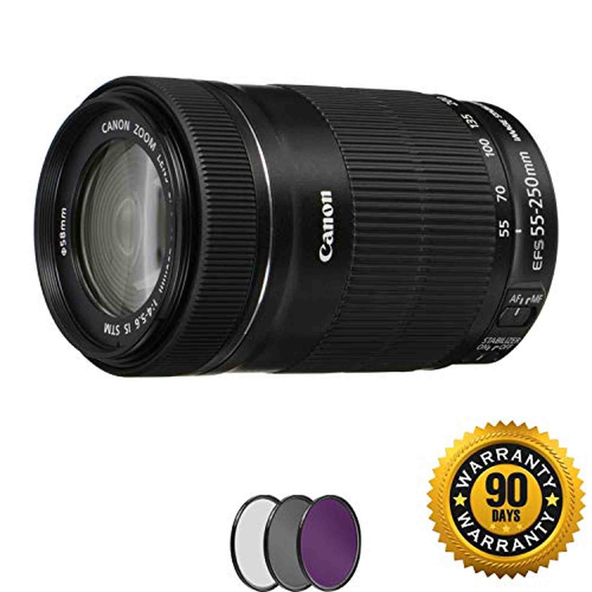 Canon EF-S 55-250mm f/4-5.6 is STM Lens with UV Filter Renewed - Reconditioned Canon