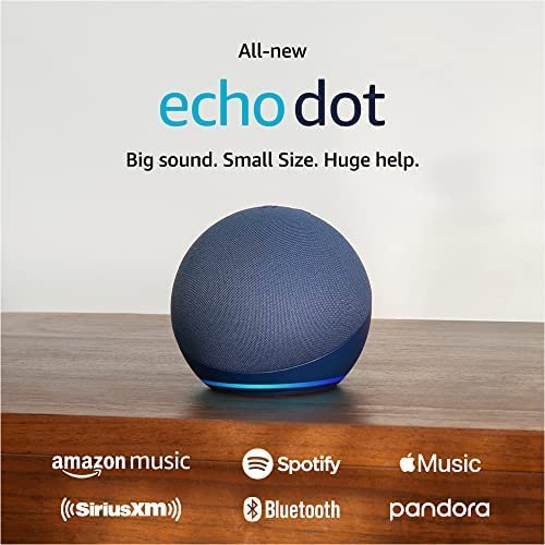2-Pack Amazon Echo Dot 5th Gen, 2022 Release Deep Sea Blue with accessories