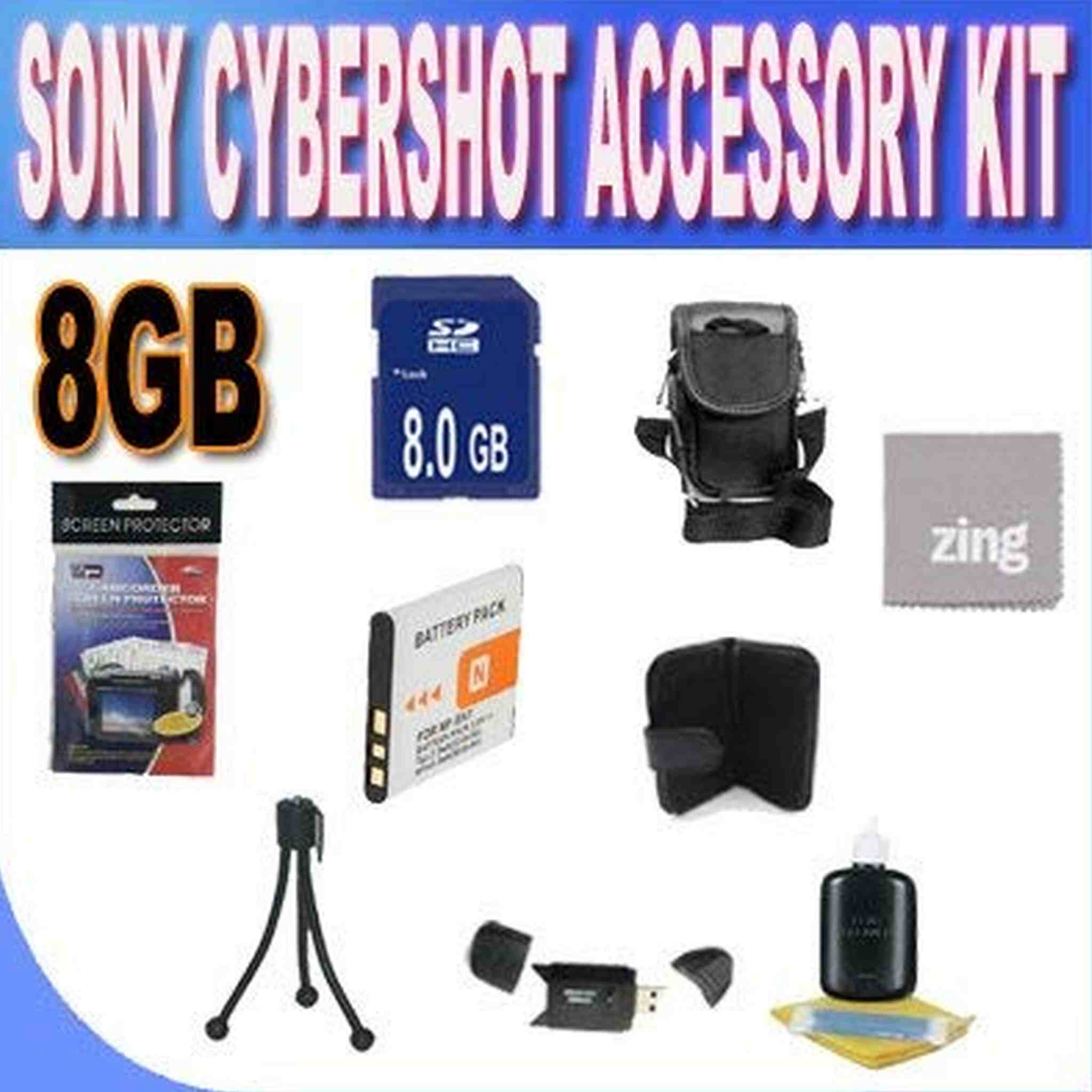 Sony Cyber-Shot DSC-W510/W530/560/570 8GB Accessory Kit 8GB SDHC Card+ Extended Life Battery+ Memory Card Wallet+ Accessory Kit