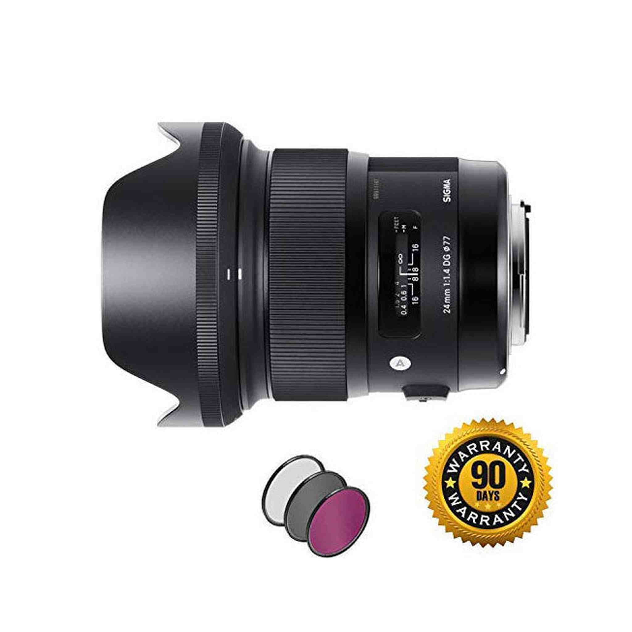 Sigma 24mm f/1.4 DG HSM Art Lens for Nikon F with UV Filter Renewed - Reconditioned Sigma