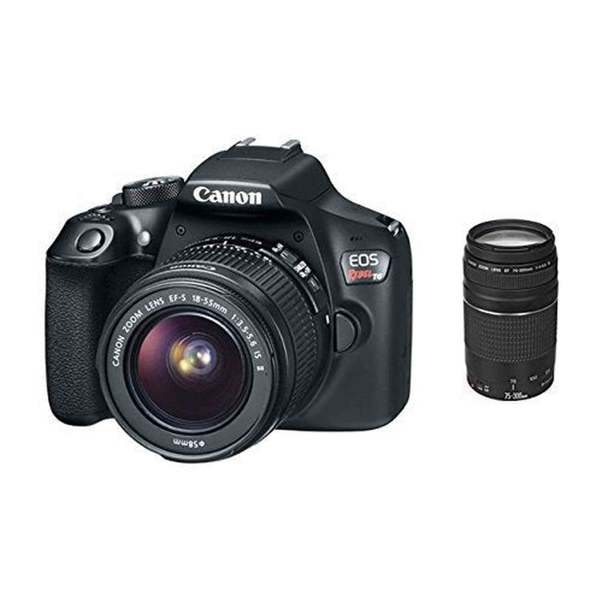 Canon EOS Rebel T6 Digital SLR Camera 18-55mm and 75-300mm Dual Lens Bundle - Used Canon