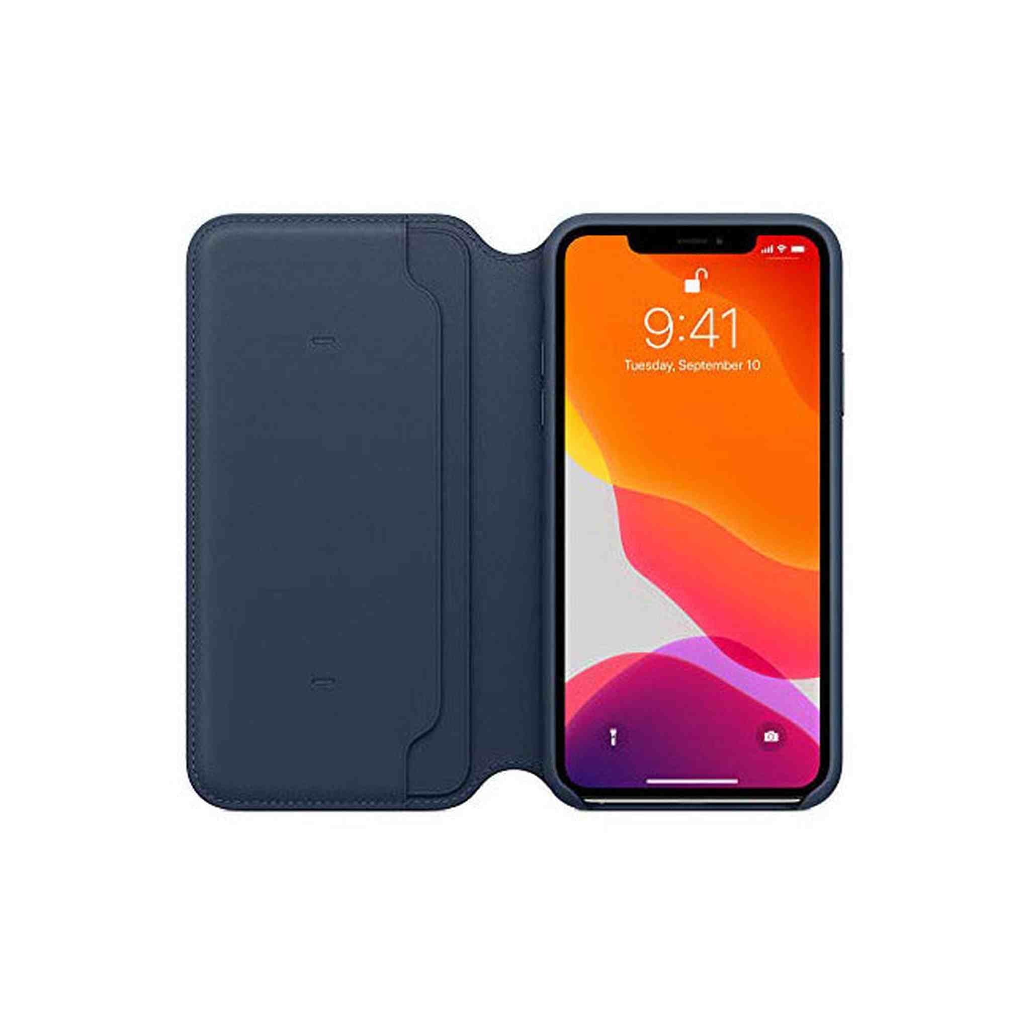 Apple Leather Folio for iPhone 11 Pro Max - Deep Sea Blue - Refurbished Apple