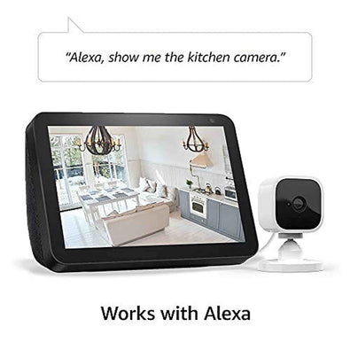 Blink Mini - Compact indoor plug-in smart security camera, 1080p HD video, night vision, motion detection, two-way audio, easy set up, Works with Alexa - 1 camera White