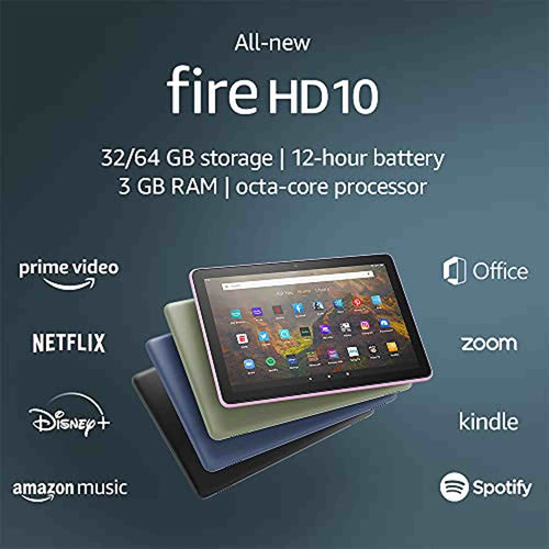 Fire HD 10 tablet, 10.1", 1080p Full HD, 32 GB, latest model (2021 release), Black - Reconditioned