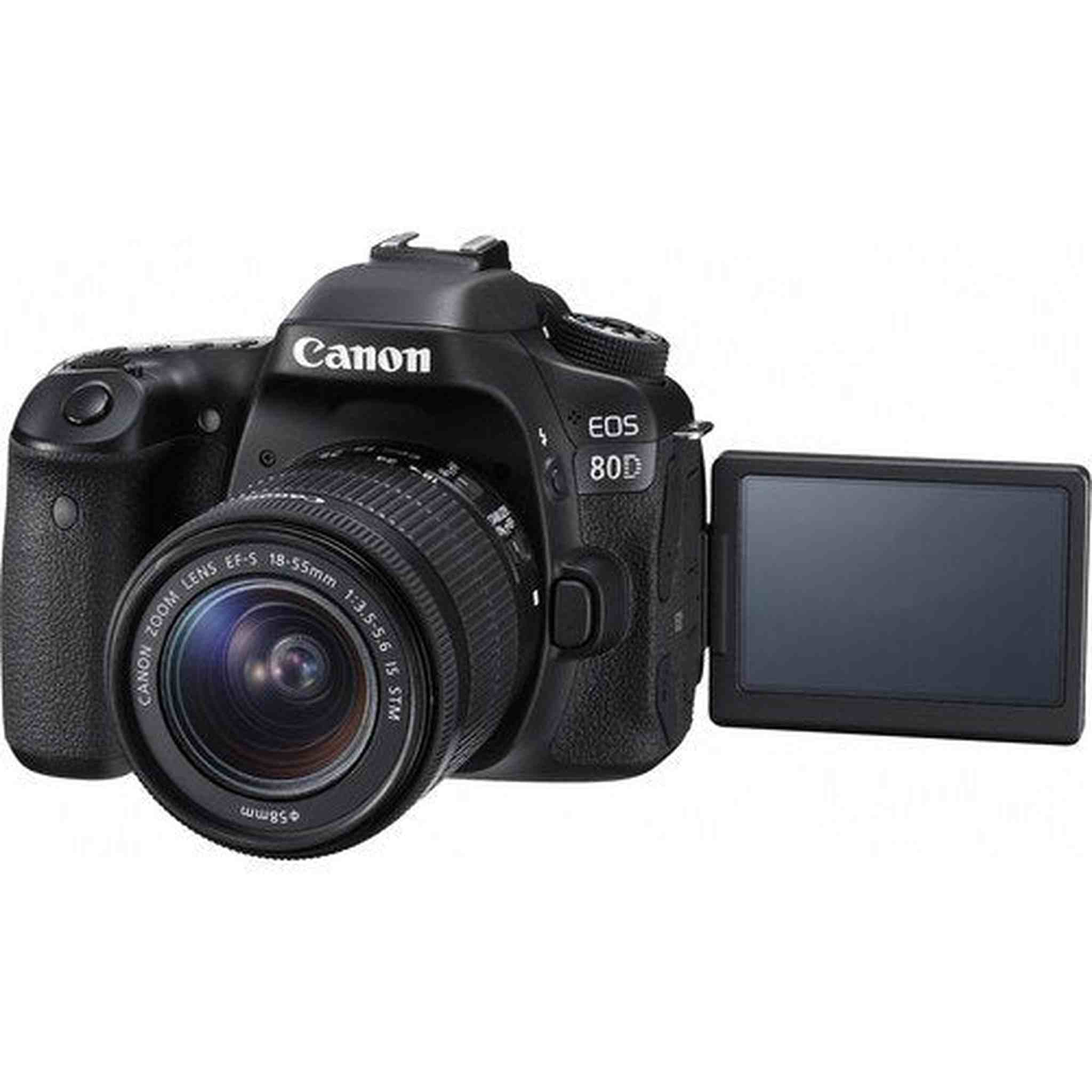 Canon EOS 80D DSLR Camera with 18-55mm Lens International Model 1263C005 - Starter Bundle - Reconditioned Canon