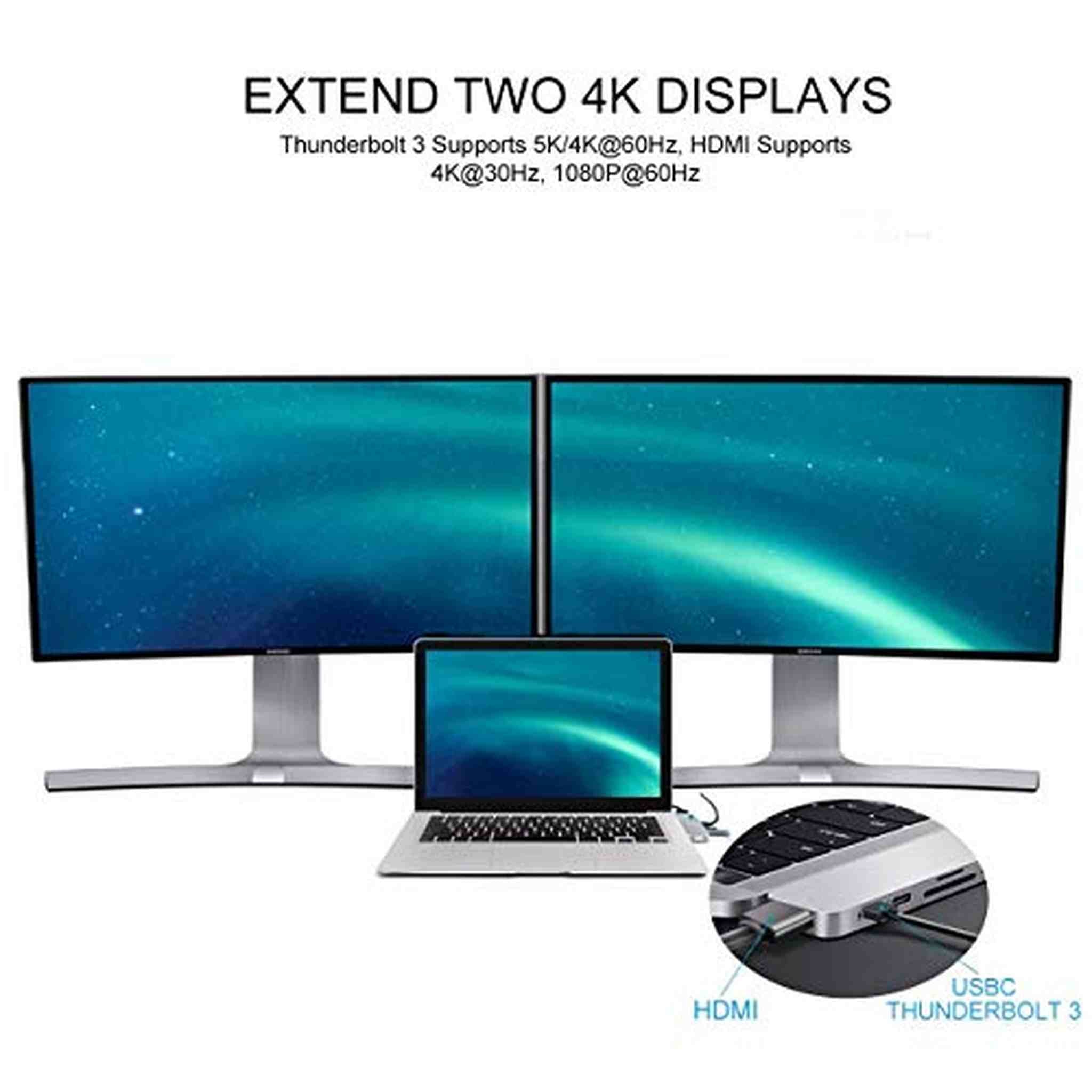 HyperDrive 7in2 USB C Hub, Type-C Dual Hub Adapter for MacBook, iPad, & USB-C Devices