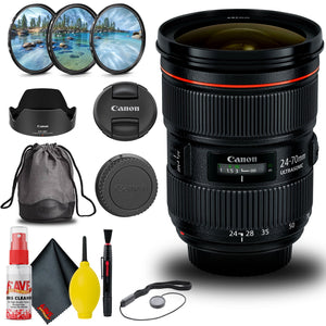 Canon EF 24-70mm f/2.8L II USM Lens 5175B002 + Filter Kit + Cap Keeper Base Bundle