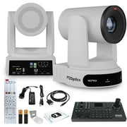 PTZOptics Move 4K PTZ Camera with 30x Zoom White PT30X-4K-WH-G3 + SuperJoy PTZ Controller + Wall Mount