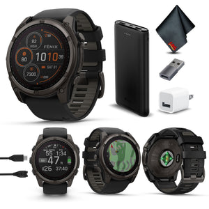 fenix 8 51mm Solar Sapphire Carbon Gray DLC Titanium with Black Gray Silicone