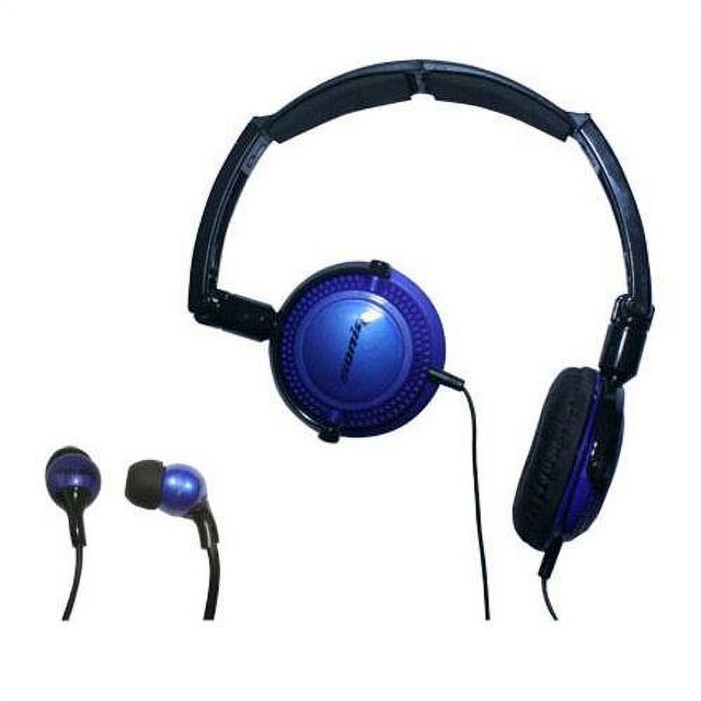 Soniq KABOOM! Headphone/Earphone Combo Pack, 18 Hz to 22 kHz Frequency Response, Blue