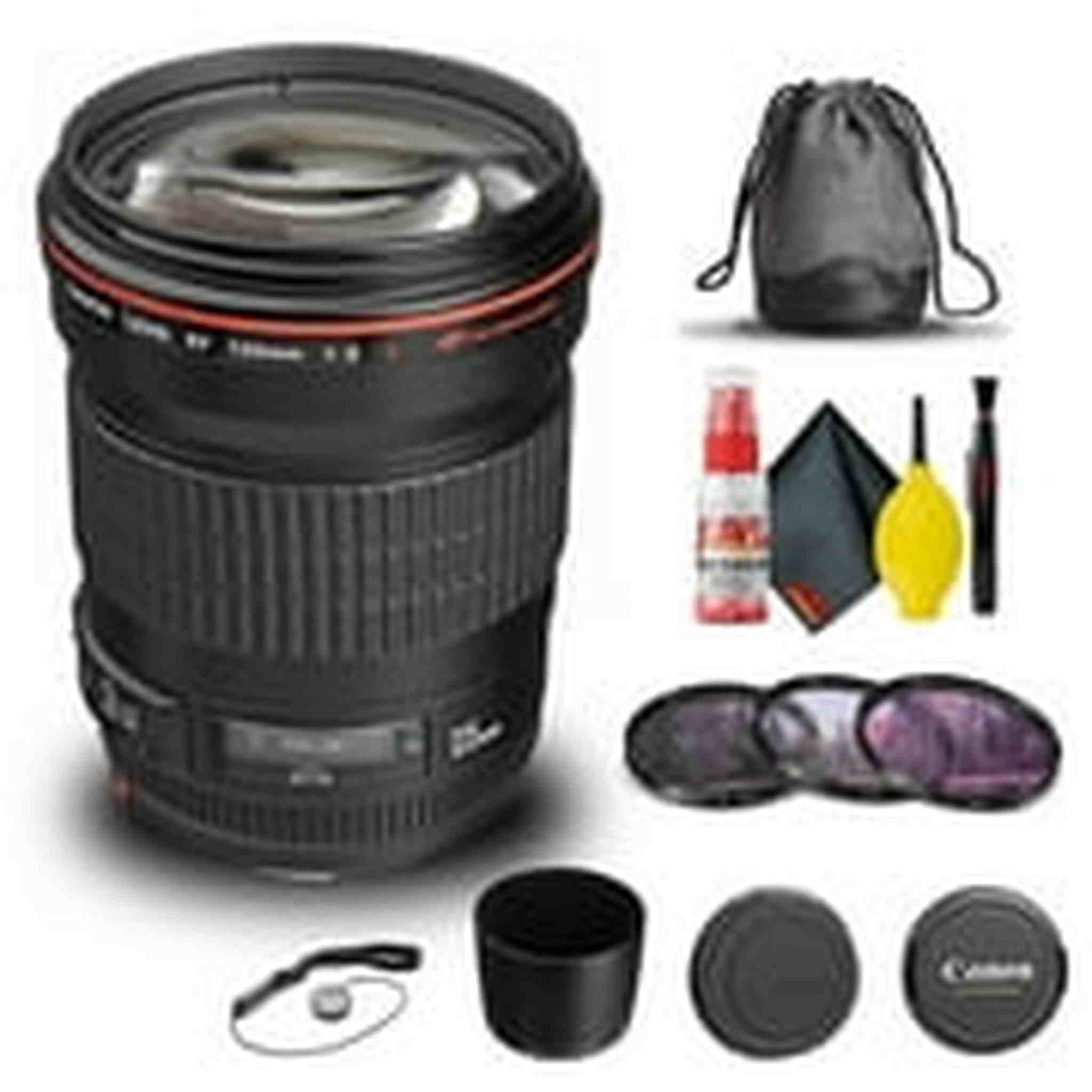 Canon EF 135mm f/2L USM Lens 2520A004 + Filter Kit + Cap Keeper + More