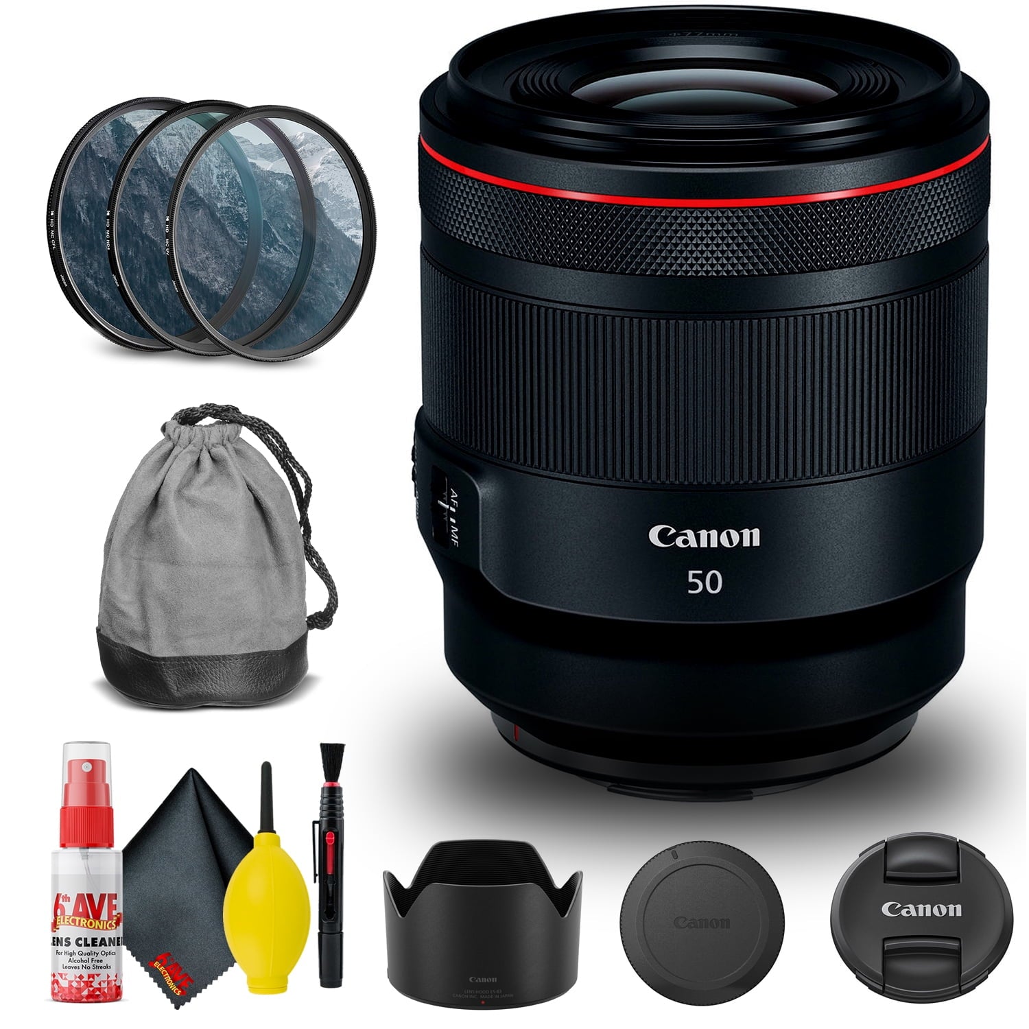 Canon RF 50mm f/1.2L USM Lens 2959C002 + Filter Kit + Cap Keeper + More