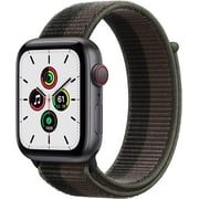 Apple Watch SE (1st Generation) (GPS + Cellular) Smartwatch with 44mm Space Gray Aluminum Case and Tornado Gray/Wolf Gray Sport Loop. (Waterproof)