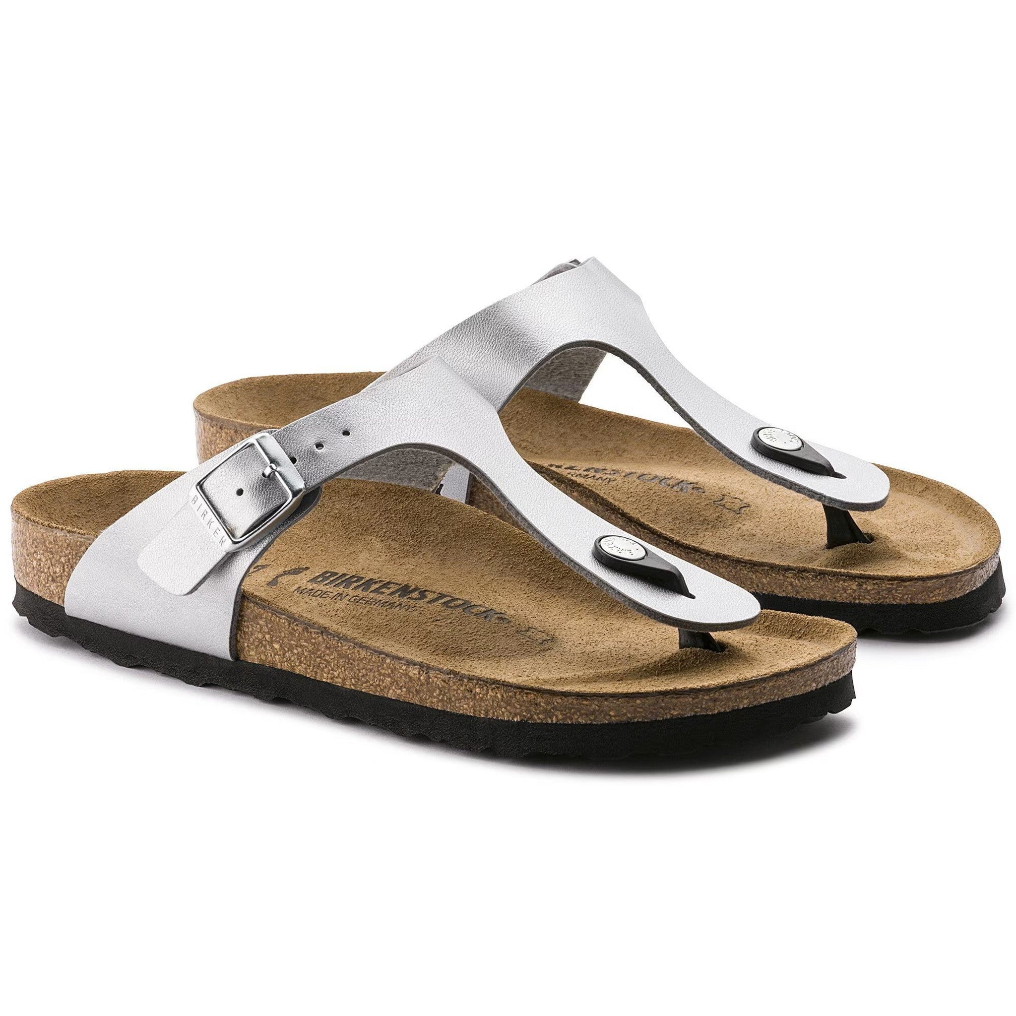 BIRKENSTOCK Gizeh Birko-Flor Metallic Silver Birko Flor 41 US Women's 10-10.5 Regular - Used